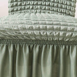 4Pcs Soft Seersucker Fabric Removable Chair Covers with Lace Skirt