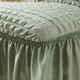 4Pcs Soft Seersucker Fabric Removable Chair Covers with Lace Skirt