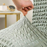 4Pcs Soft Seersucker Fabric Removable Chair Covers with Lace Skirt