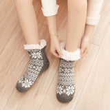 2 Pairs Women's Snowflake Fuzzy Slipper Socks