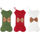 Bone Shaped Knitted Christmas Stockings Xmas Candy Bags Xmas Hanging Ornaments