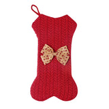Bone Shaped Knitted Christmas Stockings Xmas Candy Bags Xmas Hanging Ornaments