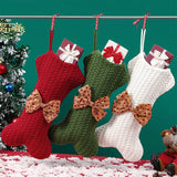 Bone Shaped Knitted Christmas Stockings Xmas Candy Bags Xmas Hanging Ornaments