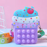 Pop Bubble Game Fidget Shoulder Bag 2 in 1 Stress Relaxation Toy Bag