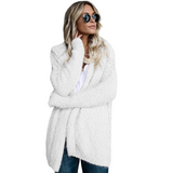 Fluffy Textured Hooded Cardigan