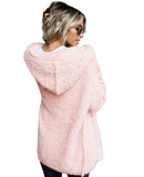 Fluffy Textured Hooded Cardigan