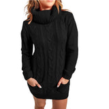 Women's Turtleneck Knited Sweaters Dress