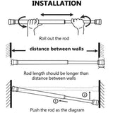 2Pcs  Tension Rods Adjustable Cupboard Bars Curtain Rods Closet Rod Wardrobe Rod