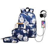 3 Piece School Backpack Lunch Bag Pencil Pouch for Teens