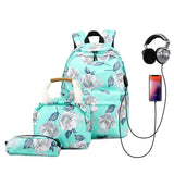 3 Piece School Backpack Lunch Bag Pencil Pouch for Teens