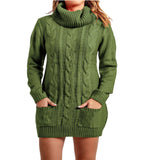Women's Turtleneck Knited Sweaters Dress
