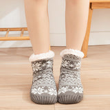 2 Pairs Women's Snowflake Fuzzy Slipper Socks