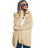 Fluffy Textured Hooded Cardigan