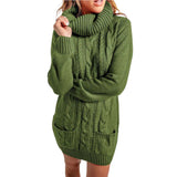 Women's Turtleneck Knited Sweaters Dress
