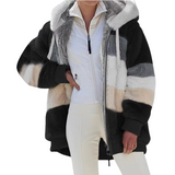 Women's Fleece Hooded Coat Oversized Zipper Long Sleeve Plush Jacket Cardigan Coat