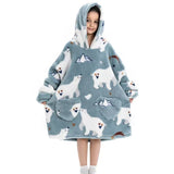 Sherpa Hoodie Blanket Hooded Oversized Wearable Throw Blanket for Adults and Kids