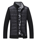 Men's High Neck Knit Sweater Patchwork Cardigan Velvet Coats Front Zip-Up Pocket Warm Winter Casual Overcoat