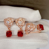 Rose Ring and Ear Studs Set