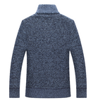 Men's High Neck Knit Sweater Patchwork Cardigan Velvet Coats Front Zip-Up Pocket Warm Winter Casual Overcoat