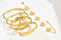 5Pcs Stainless Steel Open Cuff Bracelets Set