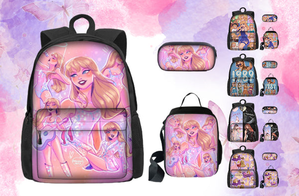 3-Piece Taylor Swift Inspired Backpack Lunch Bag and Pencil Case Set