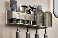 Space Metal Toothbrush Holder Wall Mounted Toothpaste Bathroom Rack with Cups