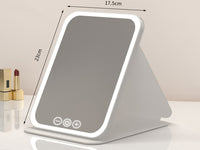 Fold LED Dimmable Makeup Mirror with 3 Colors Adjustable Light
