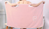 135x80CM Coral Fleece Bath Towel Wearable Wrap Absorb Bathrobe With Pocket