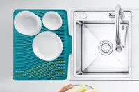 Silicone Dish Drying Mat for Kitchen Counter with Built-in Drain
