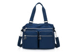 Multi-Pocket Nylon Tote Bag with Adjustable Shoulder Strap Crossbody Handbag Travel Bag