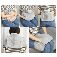 Wearable Hot Water Bottle with Furry Cover Waist Belt