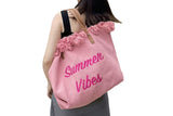 Women's Large Canvas Beach Tote Bag Fringe Shoulder Bag