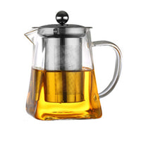 Square Glass Teapot with Heat Resistant Stainless Steel Infuser