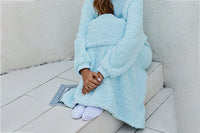 Reversible Faux Shearling Shaggy Hooded Blanket Long Comfortable Sherpa Blanket