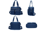 Multi-Pocket Nylon Tote Bag with Adjustable Shoulder Strap Crossbody Handbag Travel Bag
