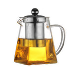 Square Glass Teapot with Heat Resistant Stainless Steel Infuser