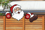 Outdoor Christmas Fence Peeker Decoration Santa Claus Xmas Garden Fence Sign