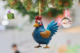 6Pcs Acrylic Chicken Christmas Tree Pendants