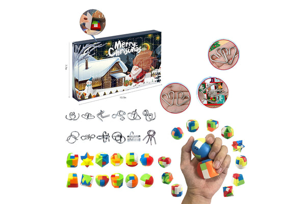Brain Teaser Puzzles Toys Christmas Countdown Calendar Gift Box for Kids