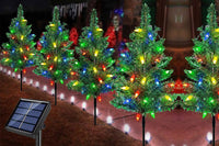 4Pcs Solar Christmas Garden Stake Light Decorative Xmas Tree with 80Pcs Strawberry Light