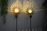 Solar Powered Garden Lights Antique Brass Hollow-Carved Metal Stake Lights