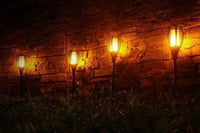 2Pcs Hollow Carved Solar Light Flickering Flames Torch Lights