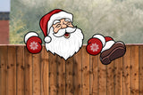 Outdoor Christmas Fence Peeker Decoration Santa Claus Xmas Garden Fence Sign