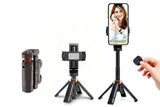 Compact Retractable Rotation Phone Selfie Stick Tripod with Bluetooth Remote and 2 Fill Lights