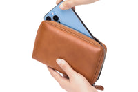 Travel Wallet Genuine Leather Card Holder Wallet with Zipper