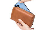 Travel Wallet Genuine Leather Card Holder Wallet with Zipper