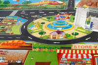 Kids Floor Play Mat Rug Traffic Road Signs Car Track City Carpet Toy with 10 Trees