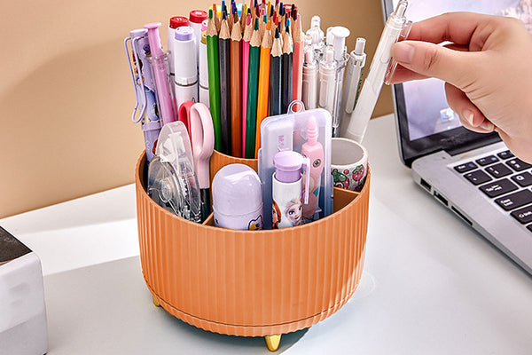 360 Degree Rotating Desk Pen Organizer with 5 Compartments