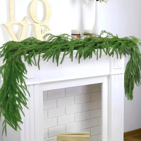 Christmas Norfolk Pine Garland Rattan Greenery Garland