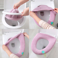 4PCS Winter Warm Bathroom Stretchable Closestool Toilet Seat Cover Pad